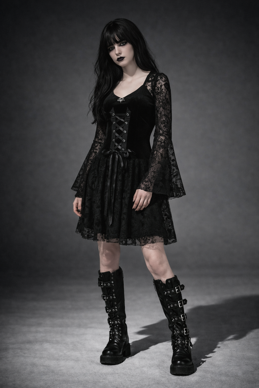Gothic Mini Dress | Black Veil Makabre Dance
