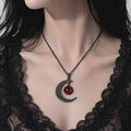 Blood Moon Gothic Crescent Necklace | Silver Plated Dark Moon Pendant