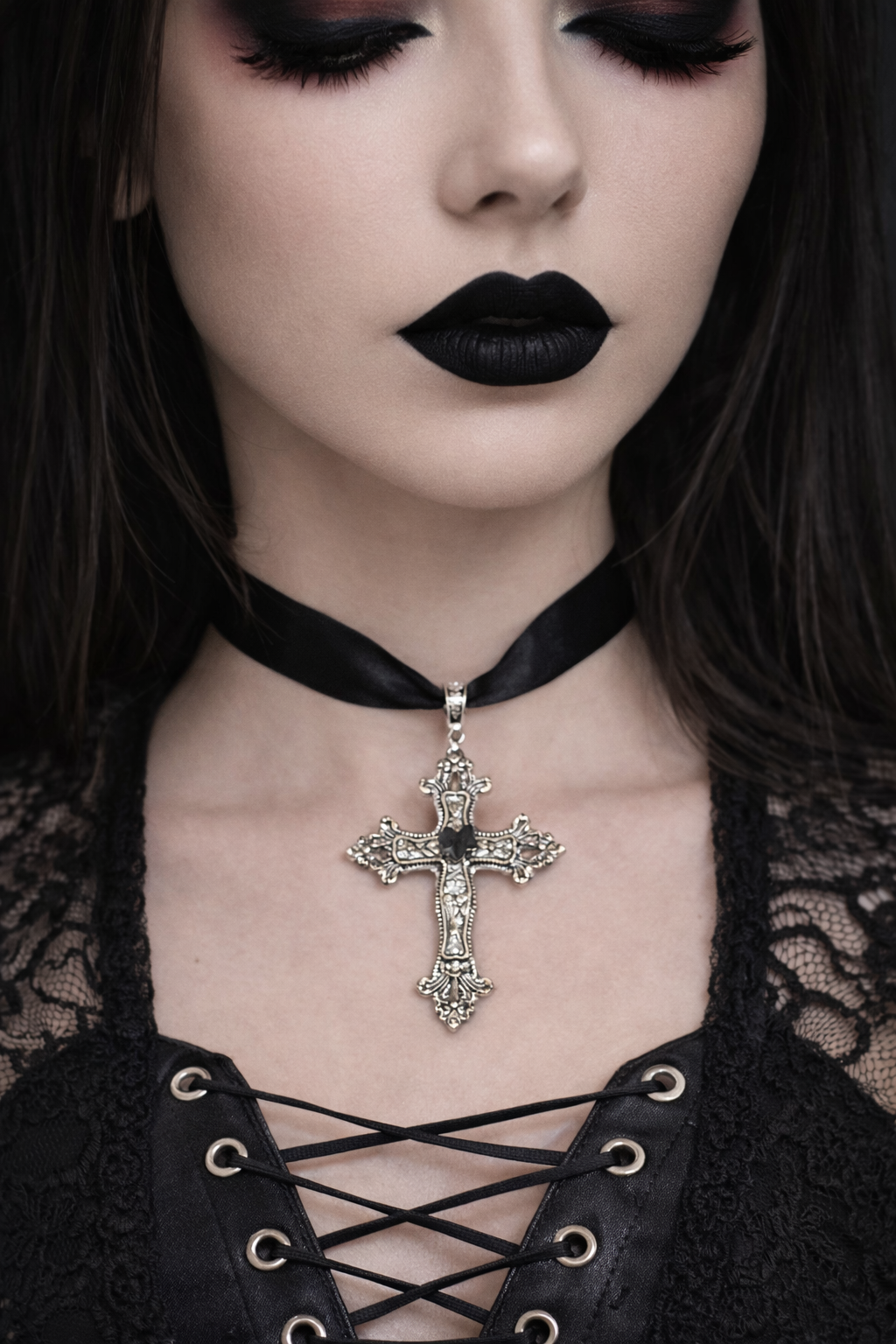 Gothic Cathedral Power Cross Necklace