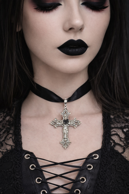 Gothic Cathedral Power Cross Necklace