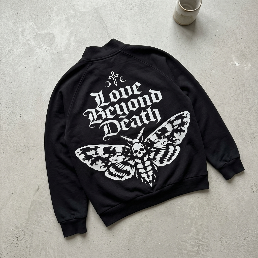 Gothic Streetwear Bomber Jacket 310 GSM | Black Cathedral I | 100% Cotton