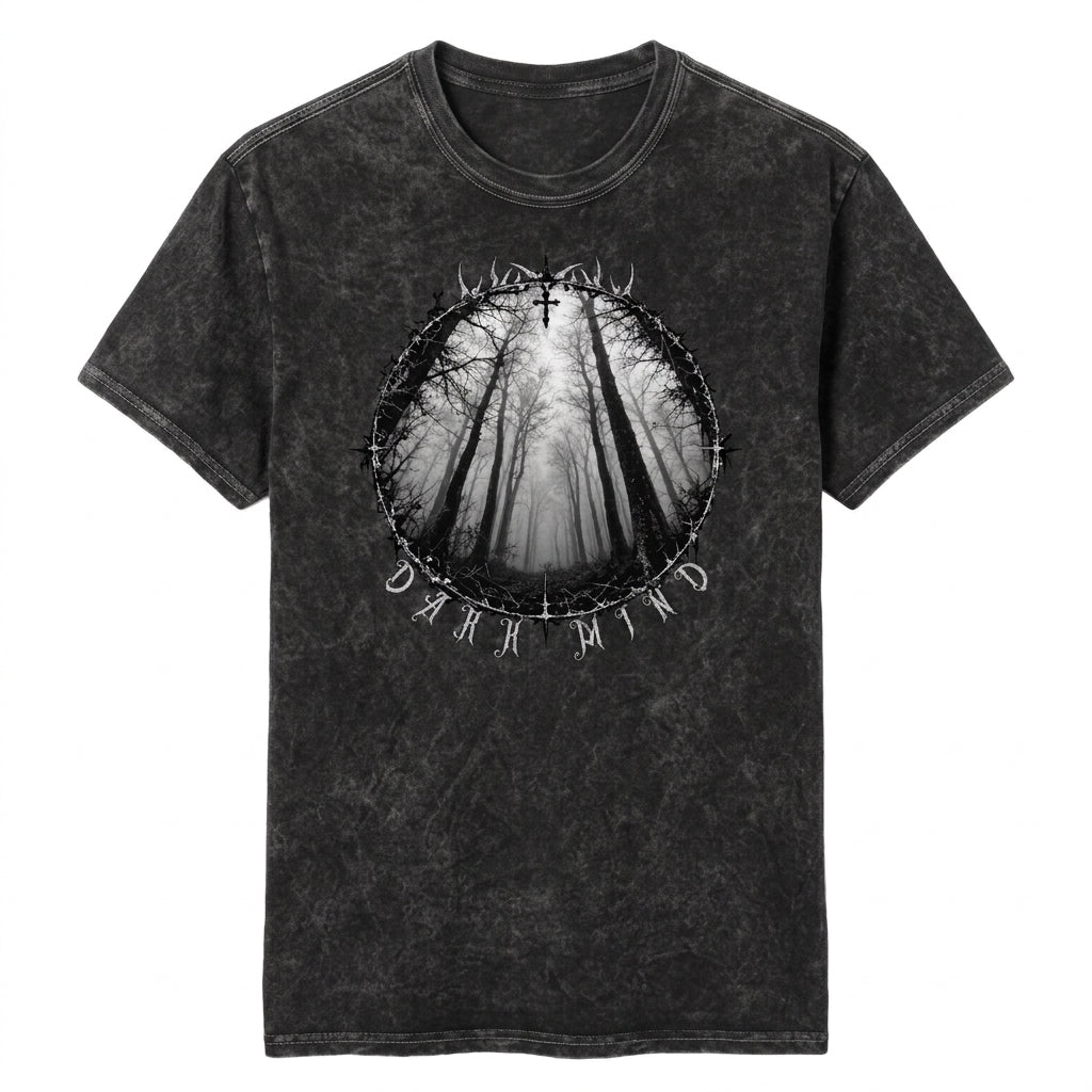 Gothic Washed T-Shirt Unisex – DARK MIND NIGHT FOREST | Cotton Darkwear Tee