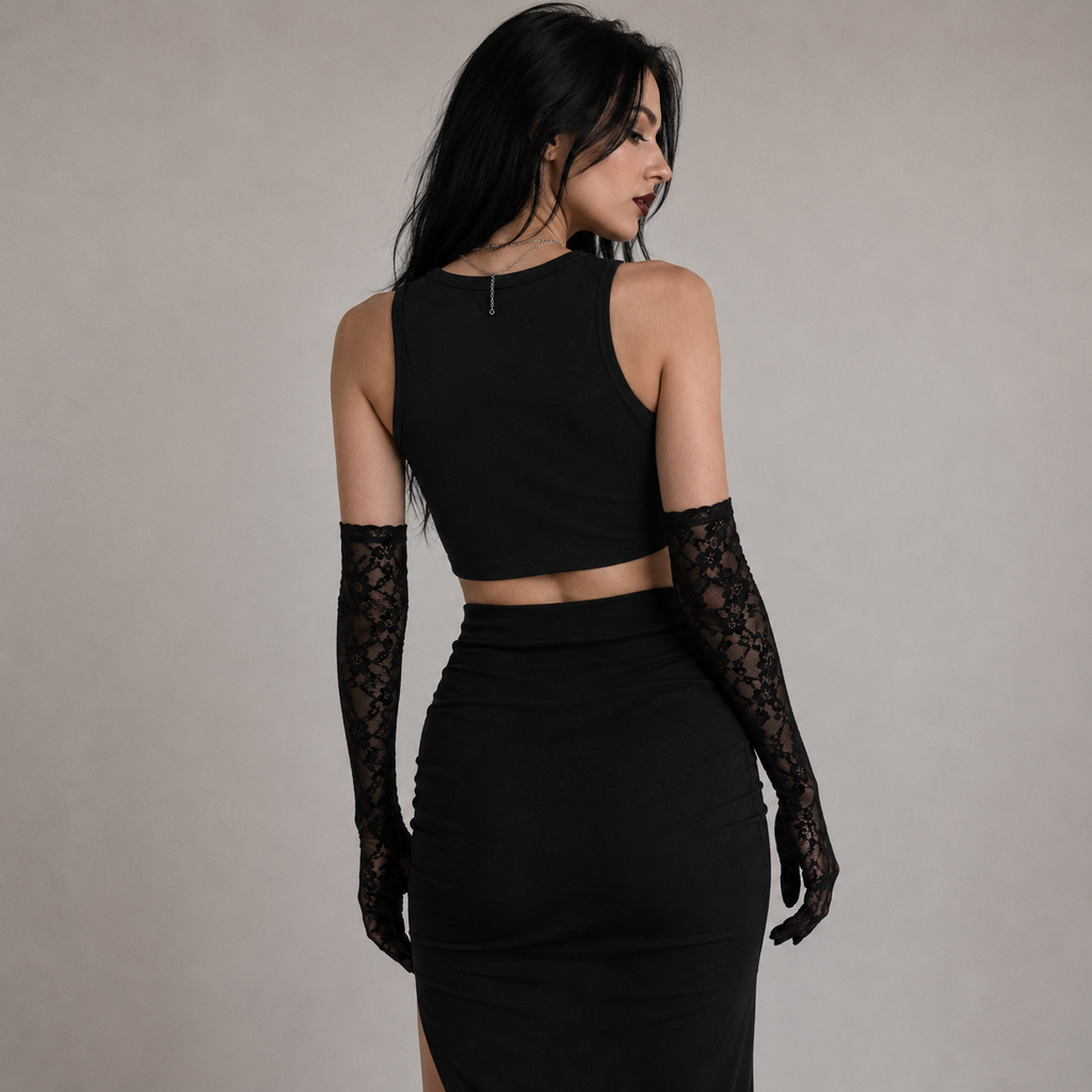 Gothic Sacral Cross Crop Top | Sleeveless Gothic Tank Top | Dark Essential