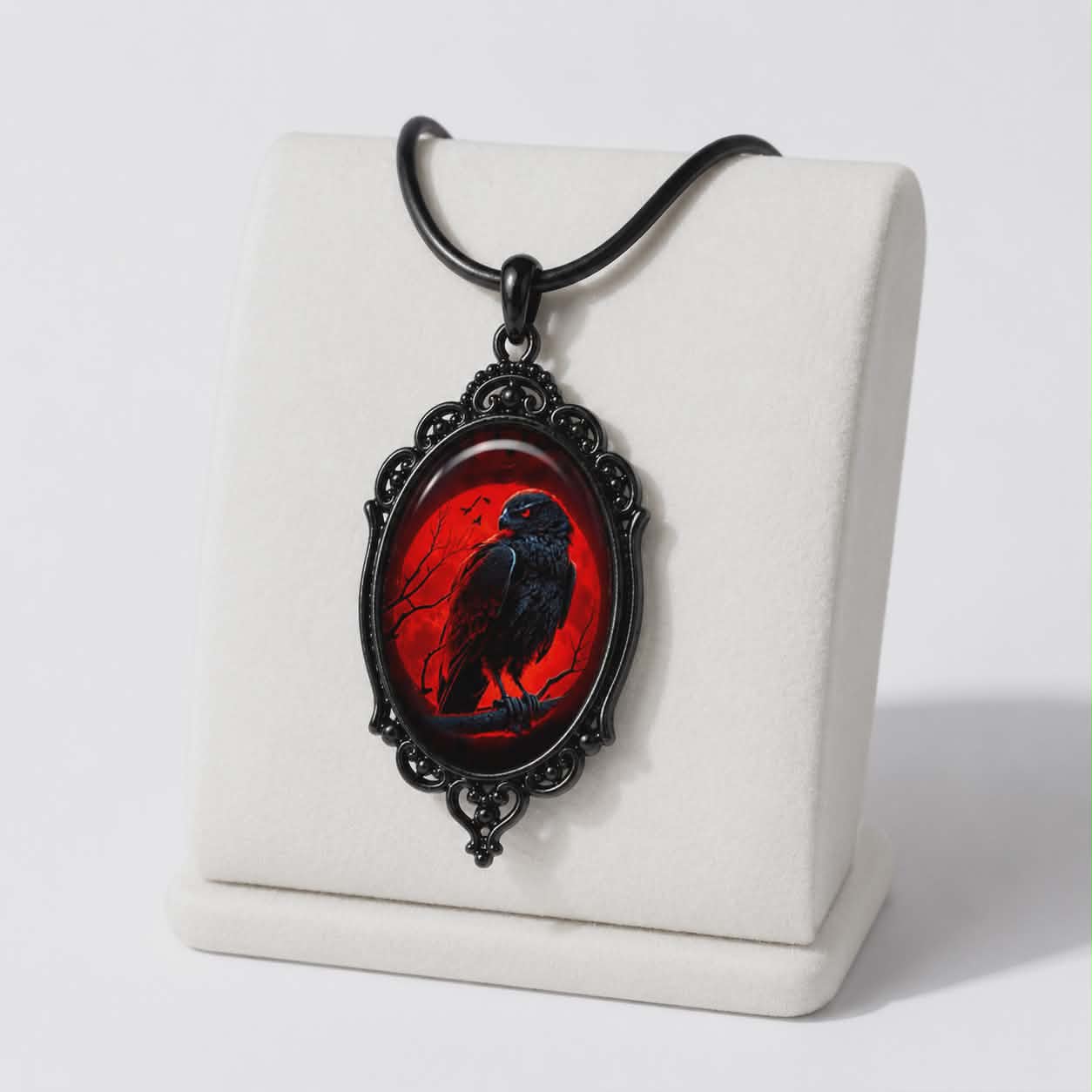 Blood Moon Raven Gothic Necklace | Dark Gothic Vintage Pendant