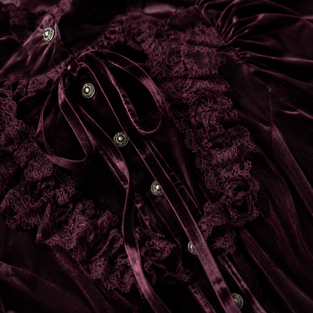 Women's Burgundy Gothic Blouse | Romantic Gothic Velvet Shirt