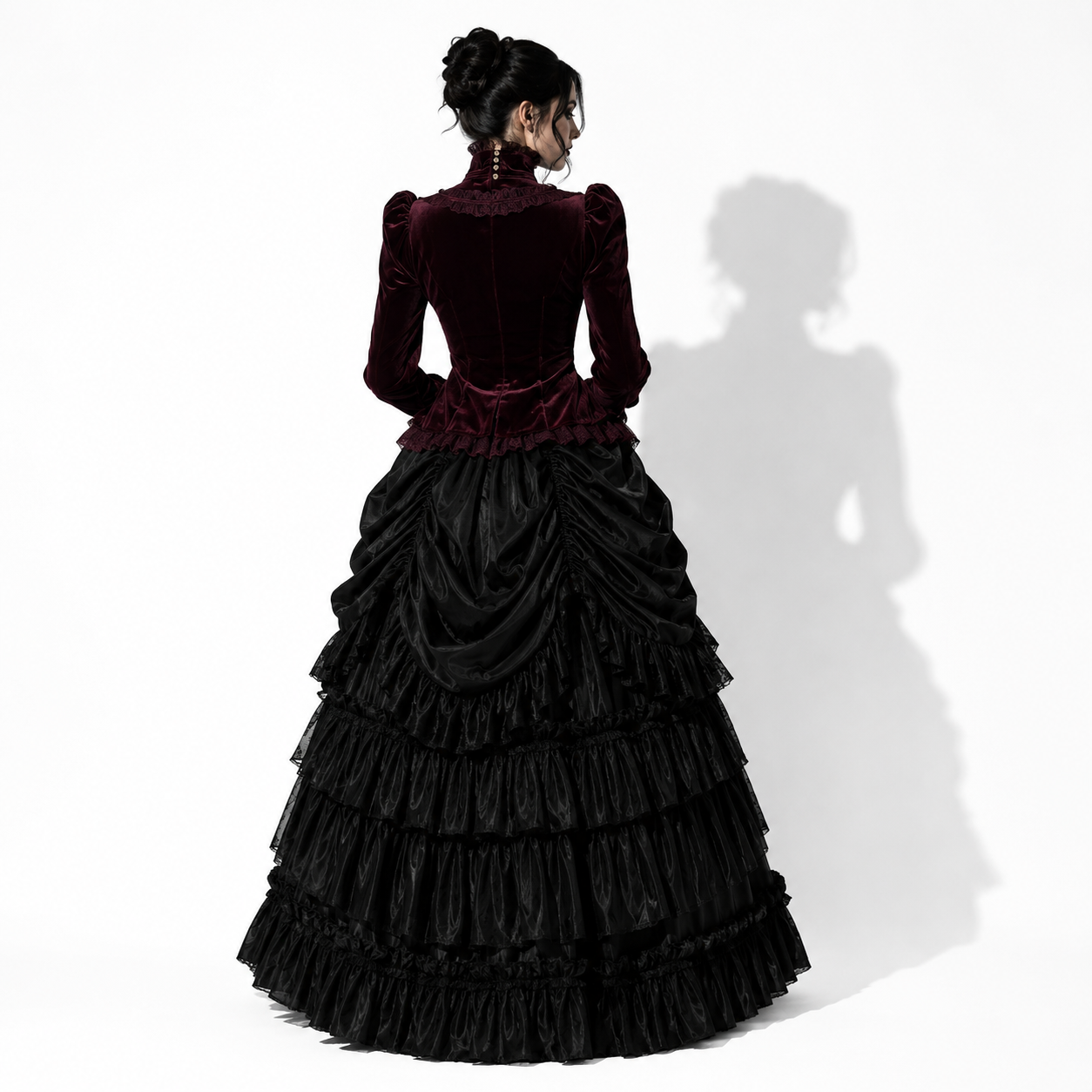Women's Burgundy Gothic Blouse | Romantic Gothic Velvet Shirt