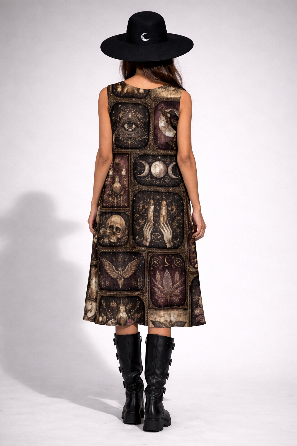 Occult Women's Gothic Dress | Occult Magic Boho Patchwork 100% Cotton