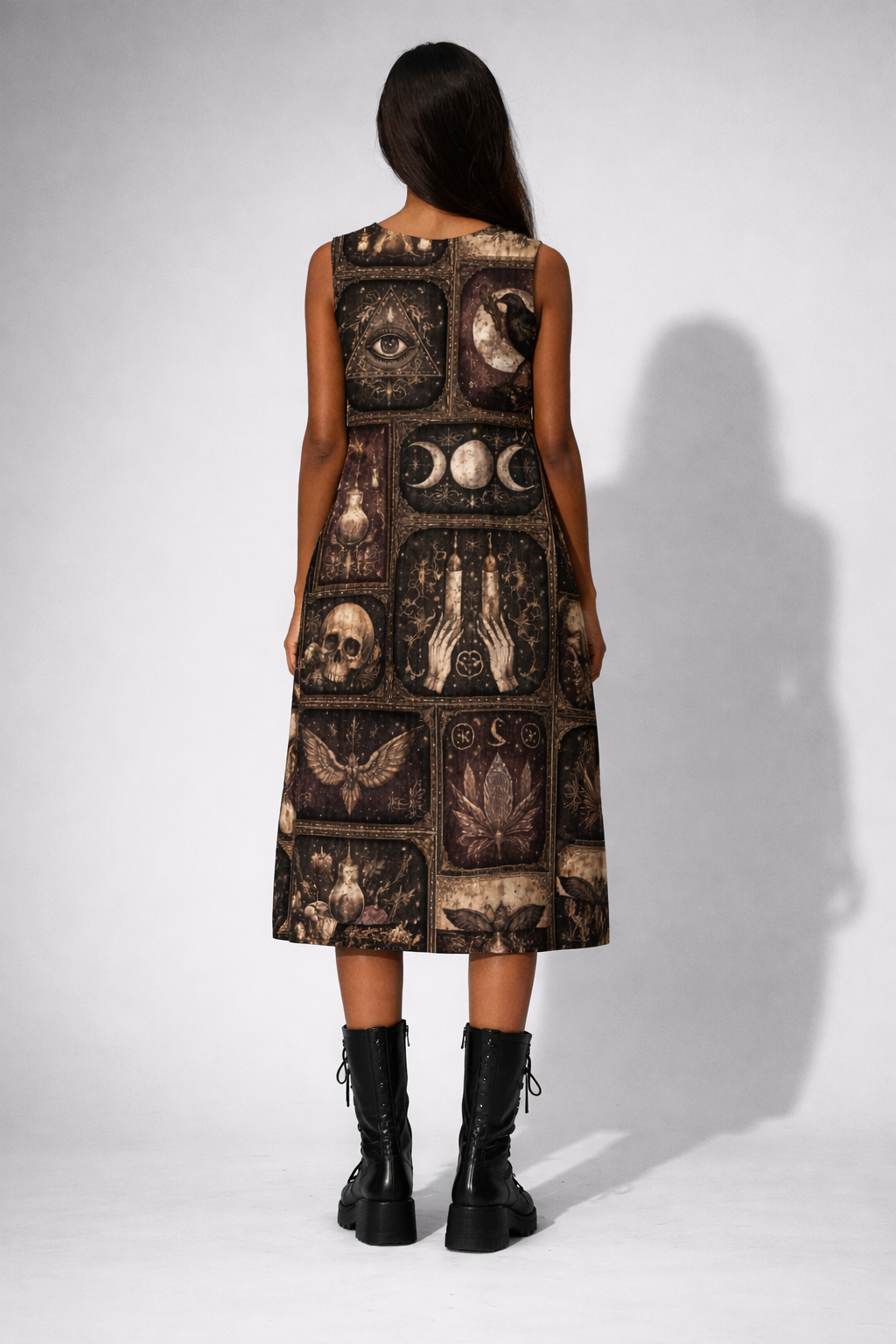 Occult Women's Gothic Dress | Occult Magic Boho Patchwork 100% Cotton