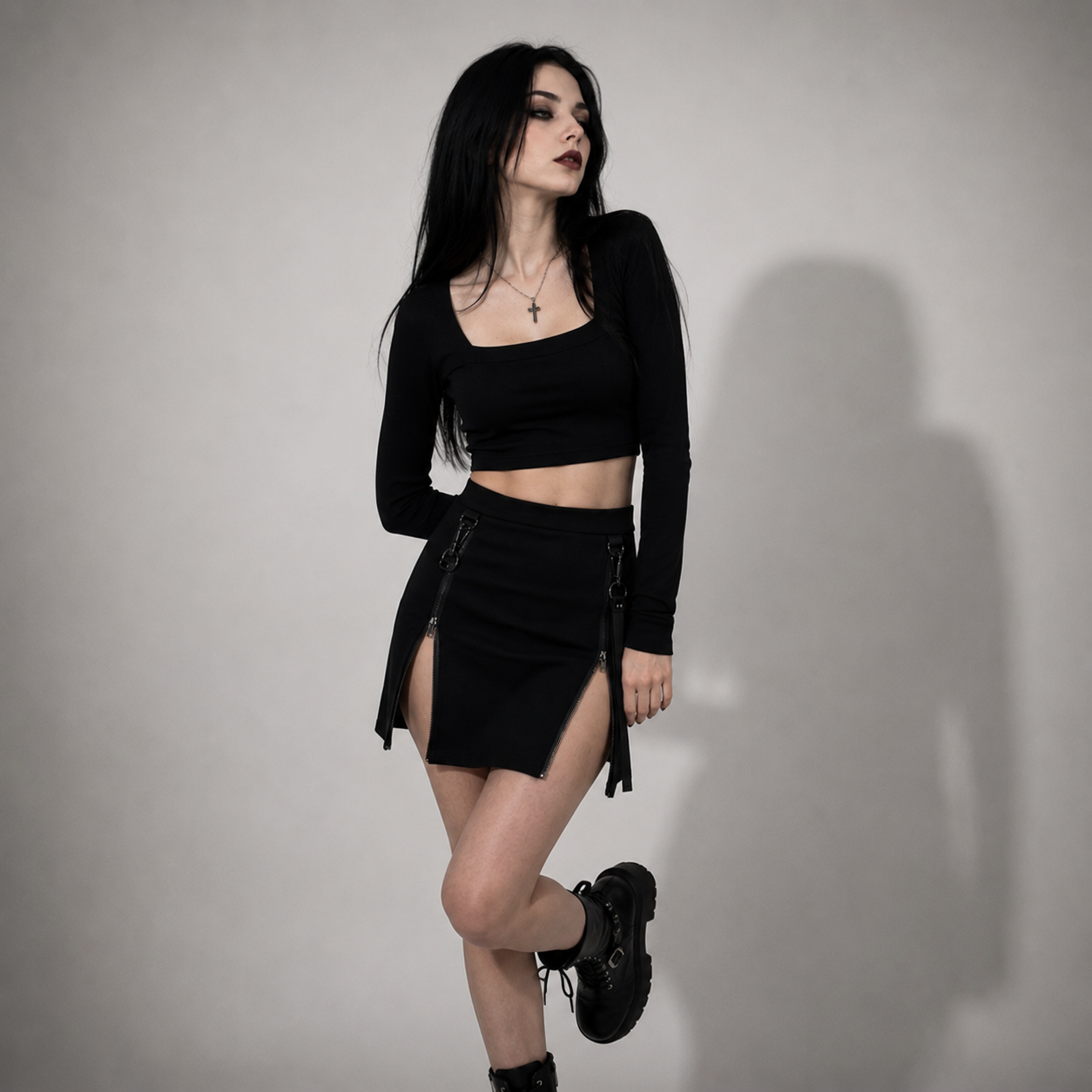 Gothic Zip Mini Skirt – Black Gothic Pencil Mini Skirt with Adjustable Zippers & Straps | Darkwear | Alternative Fashion