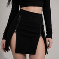 Gothic Zip Mini Skirt – Black Gothic Pencil Mini Skirt with Adjustable Zippers & Straps | Darkwear | Alternative Fashion