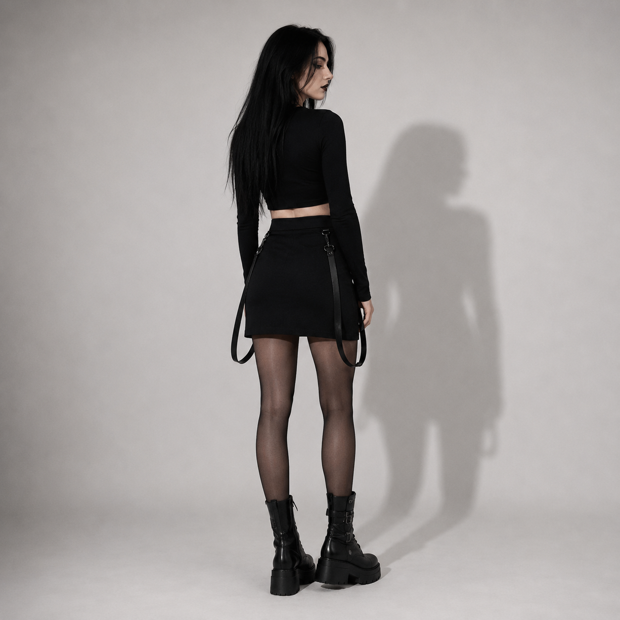 Gothic Zip Mini Skirt – Black Gothic Pencil Mini Skirt with Adjustable Zippers & Straps | Darkwear | Alternative Fashion