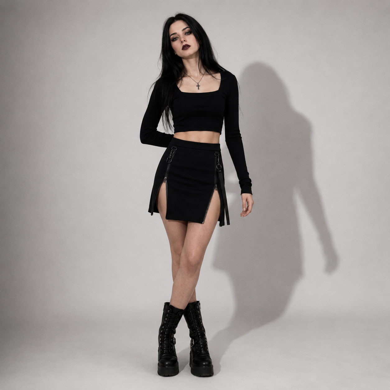 Gothic Zip Mini Skirt – Black Gothic Pencil Mini Skirt with Adjustable Zippers & Straps | Darkwear | Alternative Fashion