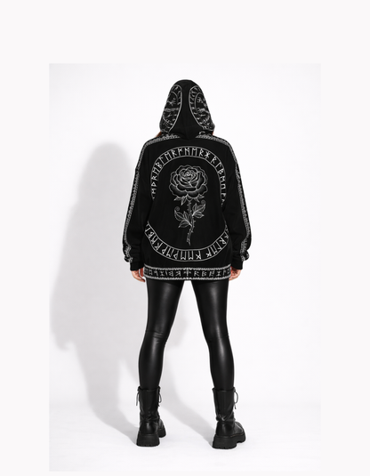 Gothic Zip-Up Hoodie | Dark Occult Rune Circle