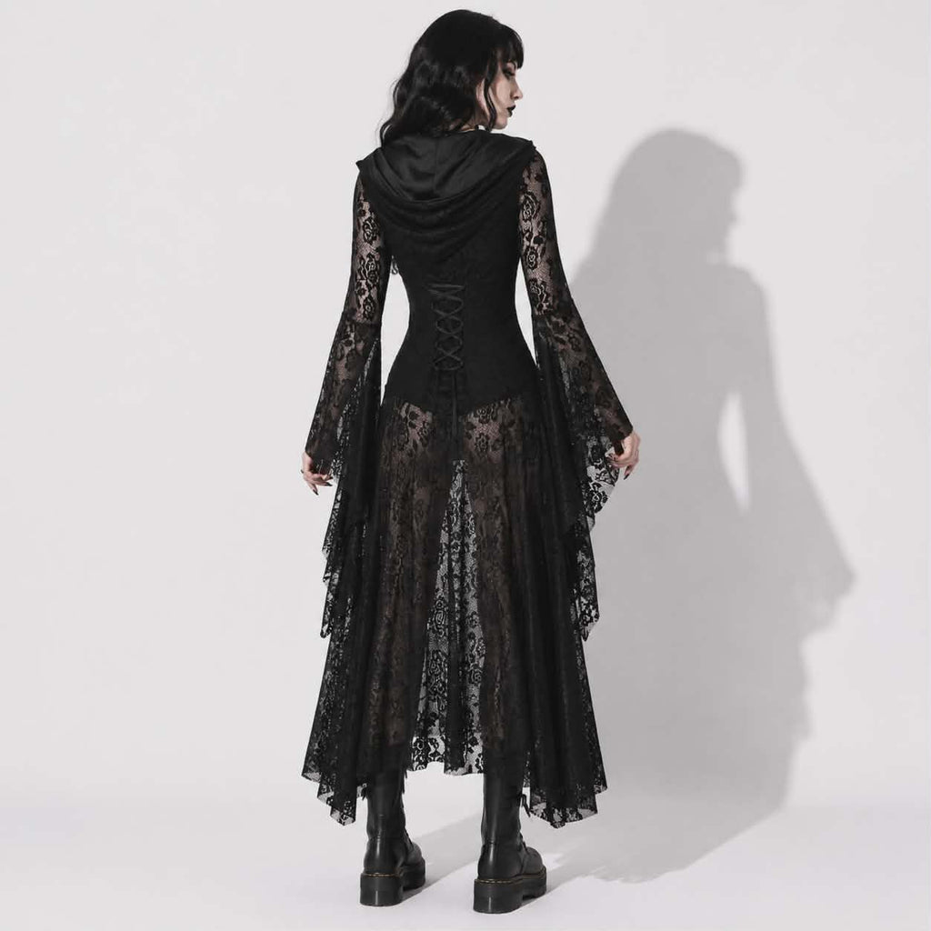 Victorian Noir Gothic Dress | Black Cathedral Lace Dress