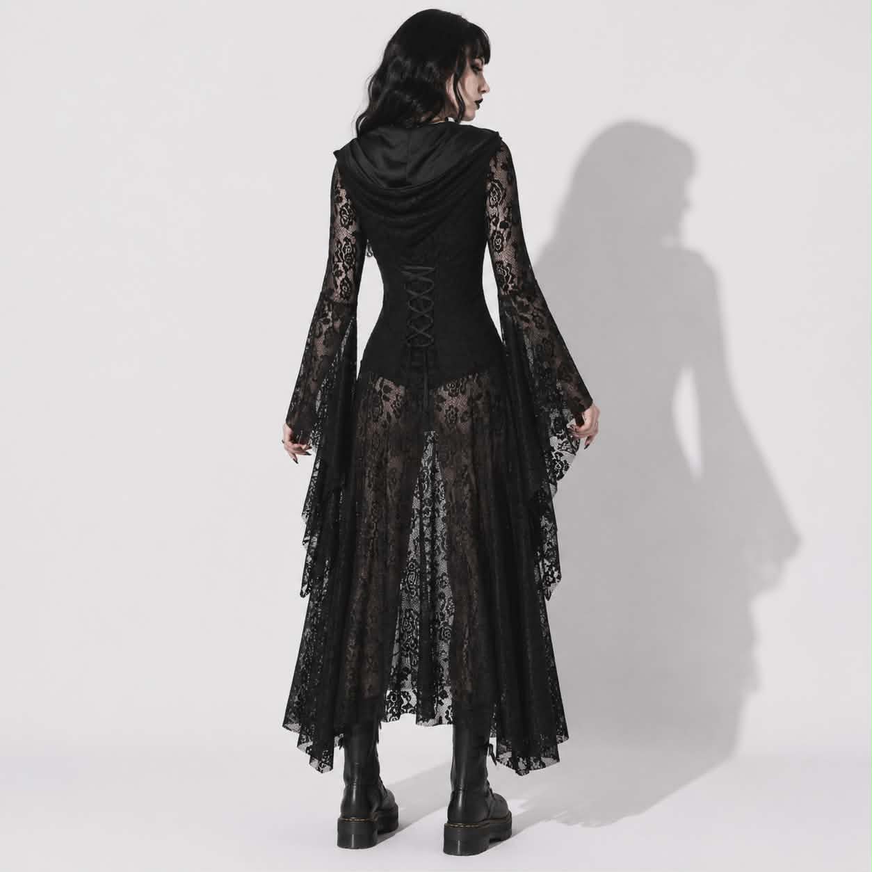 Victorian Noir Gothic Dress | Black Cathedral Lace Dress
