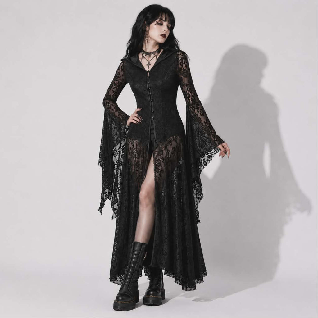 Victorian Noir Gothic Dress | Black Cathedral Lace Dress
