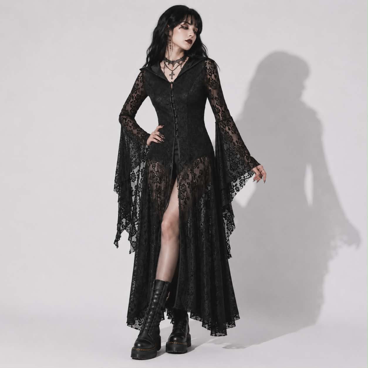 Victorian Noir Gothic Dress | Black Cathedral Lace Dress