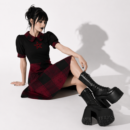 Occult Lolita Gothic Tartan Dress – Dark Academia Plaid Dress