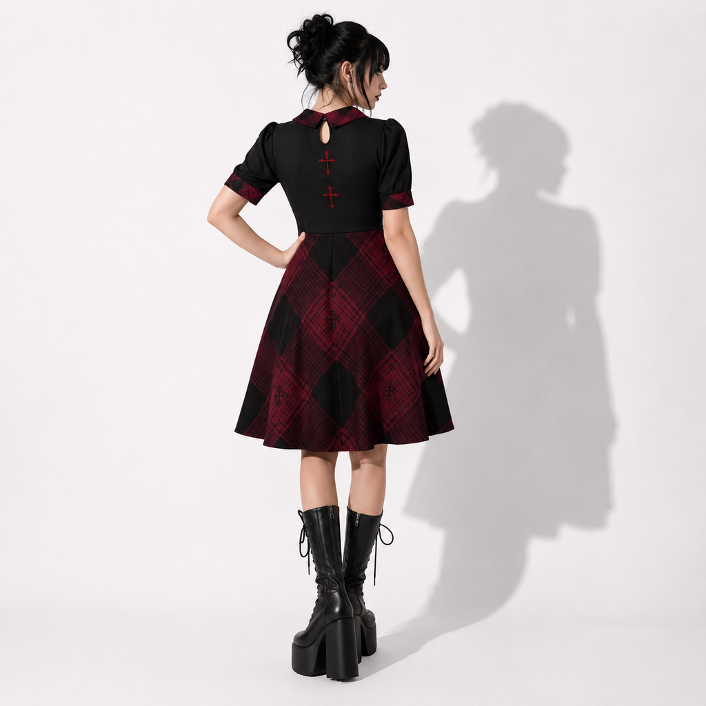 Occult Lolita Gothic Tartan Dress – Dark Academia Plaid Dress