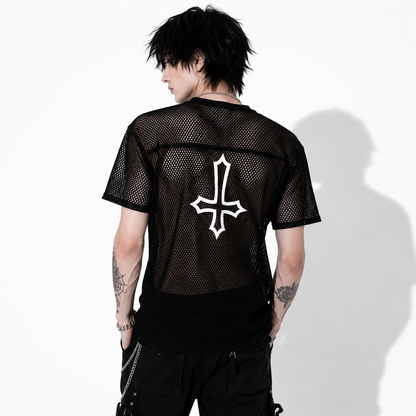 Unisex Gothic Mesh T-Shirt Dark Cathedral | Mesh Gothic Streetwear