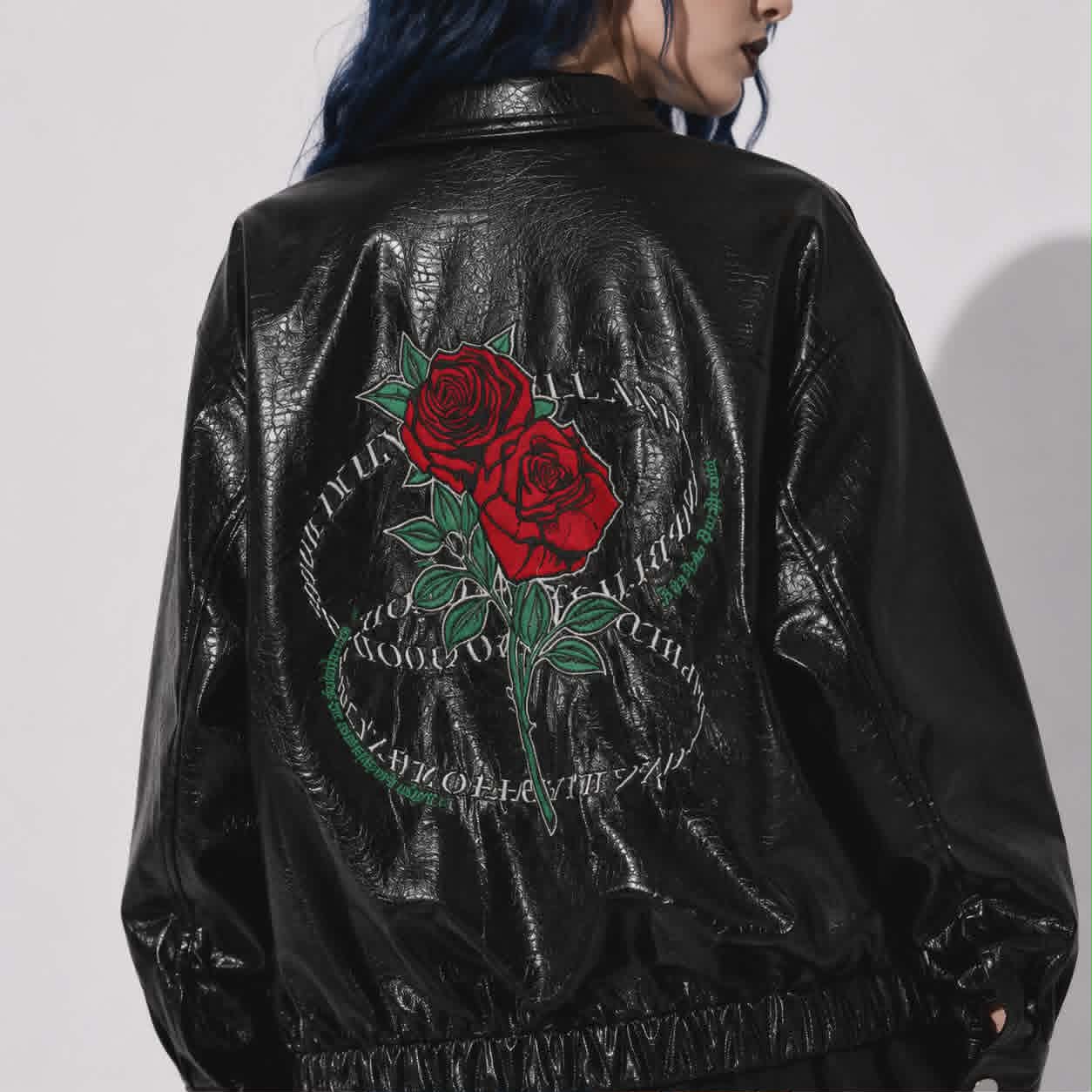 Black Thorn Rose™ Vegan Leather Gothic Jacket | Oversized Dark Romantic Jacket | Gothic Streetwear | Unisex