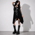 Night Flight Gothic Bat Dress – Dark Summer Asymmetrical Mini Dress