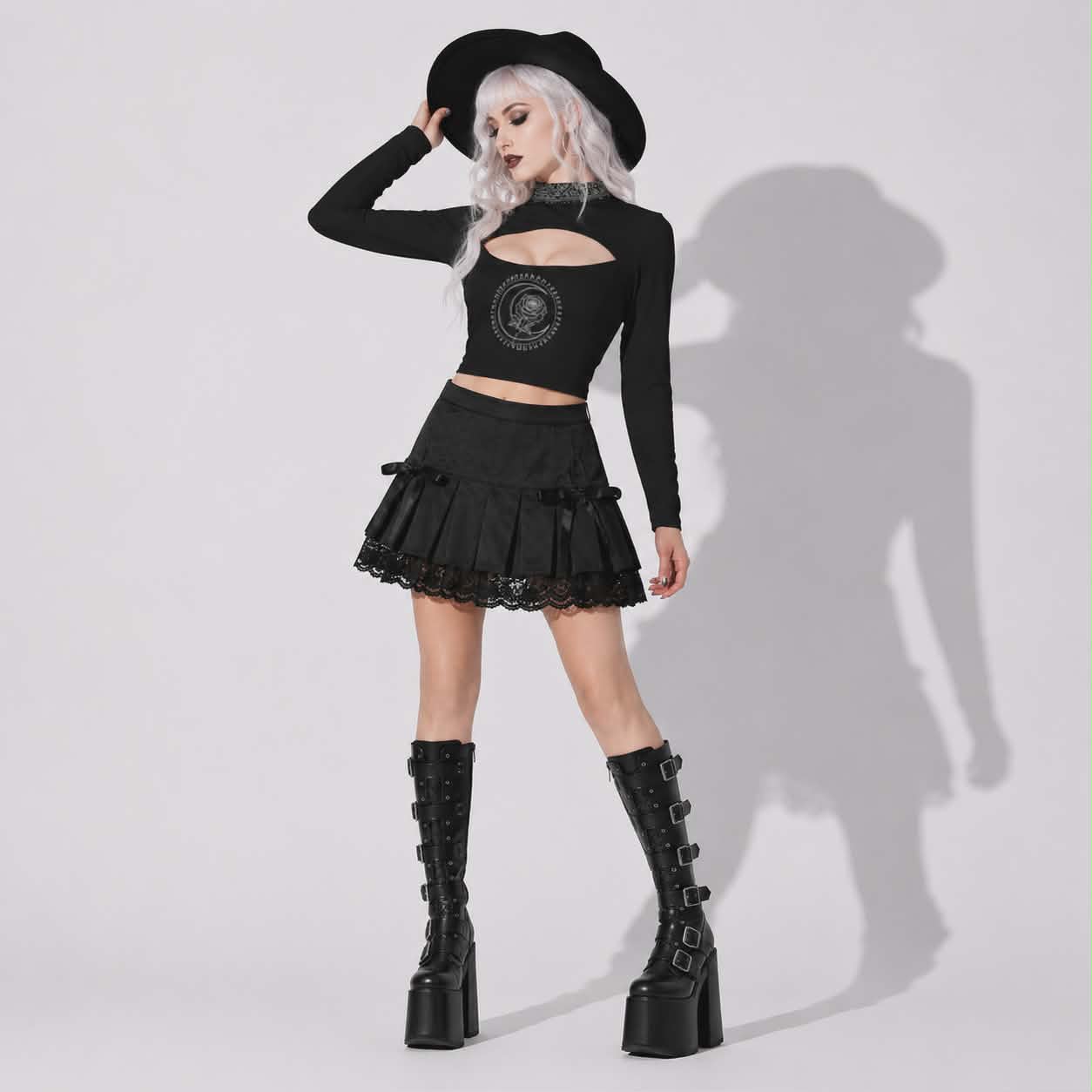 Astral Rose Gothic Top | Occult Cut-Out Crop Top