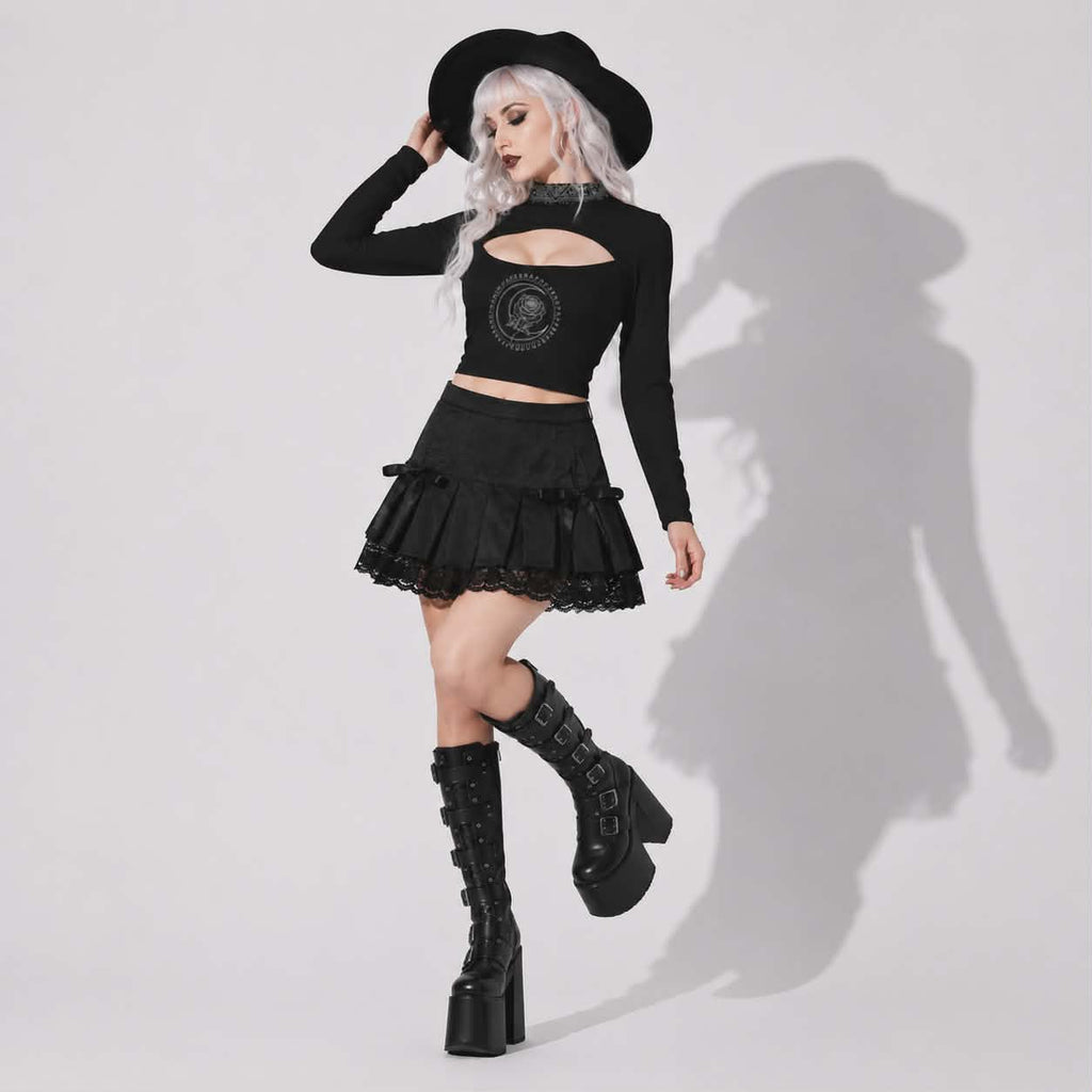 Astral Rose Gothic Top | Occult Cut-Out Crop Top