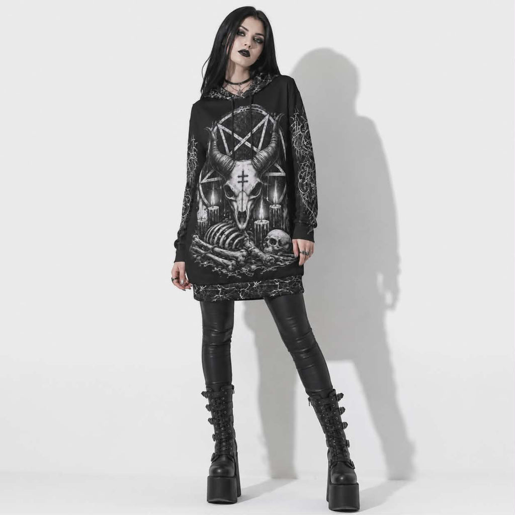 Demon Velvet Occult Hoodie | Gothic Cathedral Regular Fit Hoodie