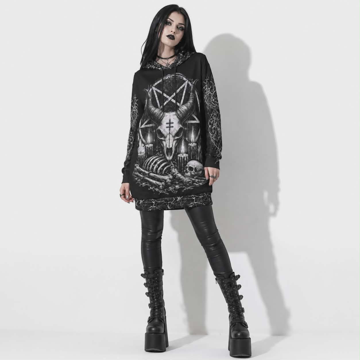 Demon Velvet Occult Hoodie | Gothic Cathedral Regular Fit Hoodie
