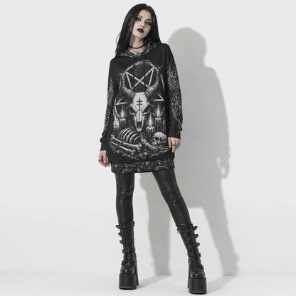 Demon Velvet Occult Hoodie | Gothic Cathedral Regular Fit Hoodie