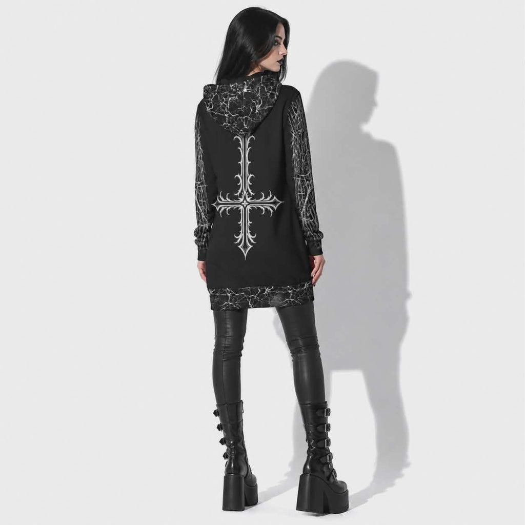 Demon Velvet Occult Hoodie | Gothic Cathedral Regular Fit Hoodie