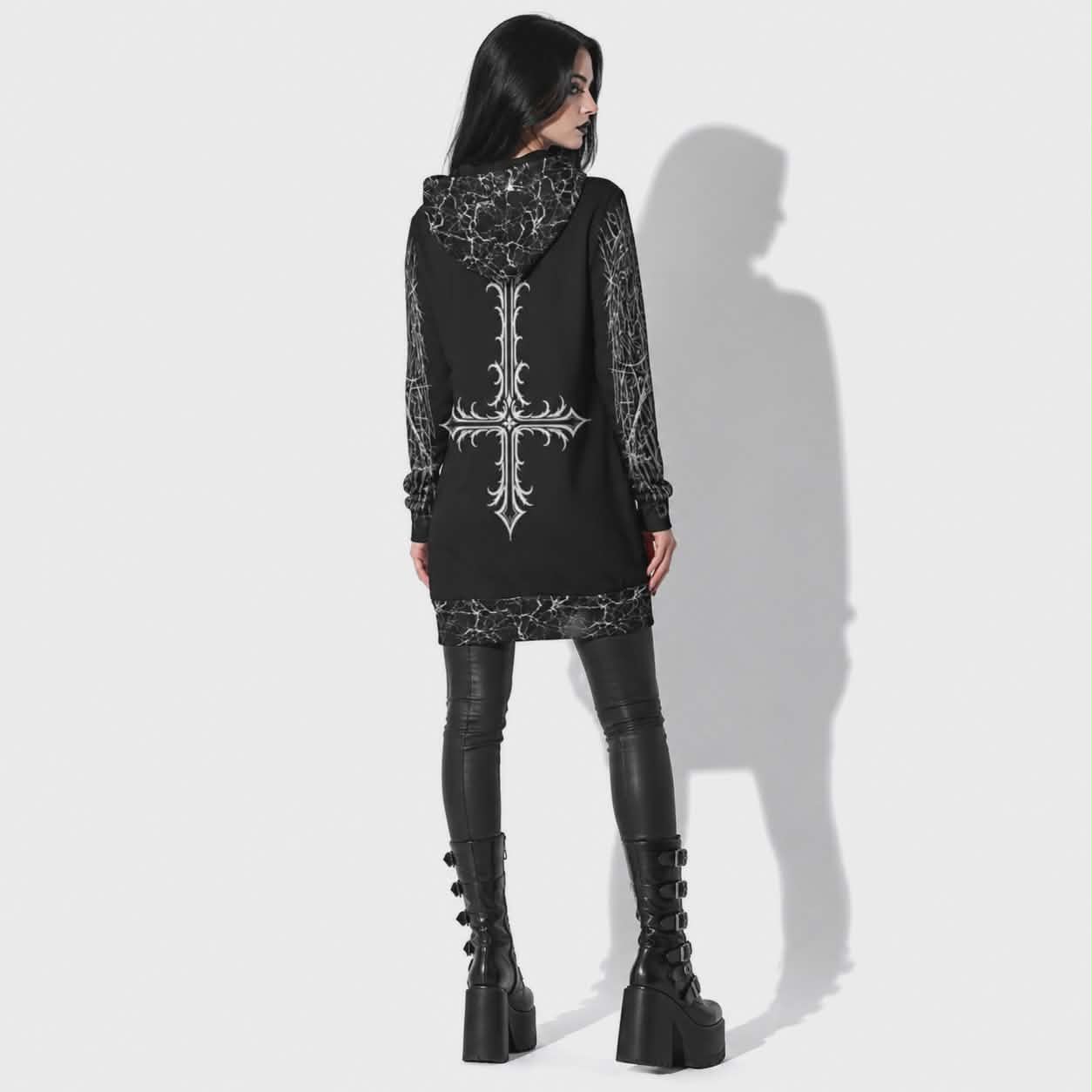 Demon Velvet Occult Hoodie | Gothic Cathedral Regular Fit Hoodie