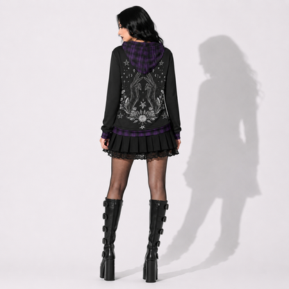 Witch Cat Moon Gothic Hoodie | Women’s Witchcore Black Cat Hoodie