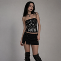 Gothic Strapless Crop Top | Occult Cat Familiar Tube Top | Gothicana Nocturne