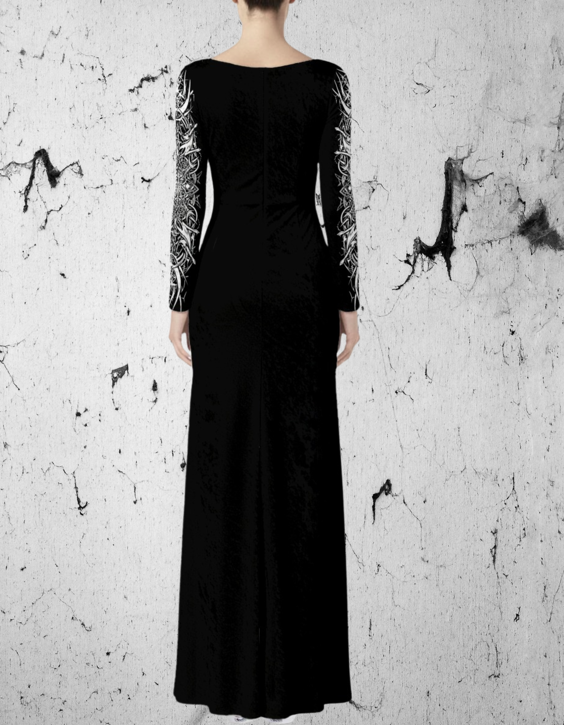 Gothic Long-Slavee Maxi Dress