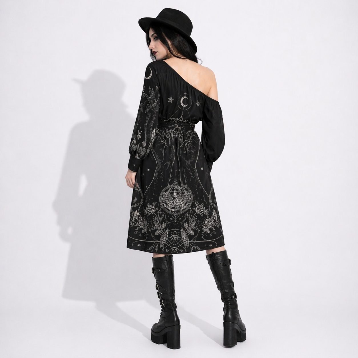 Occult Witch Dress | Sacred Geometry | Lunar Symbols & Magic Hands