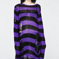 Women's Oversized Grunge Goth Sweater | Purple Witch Distressed Knit