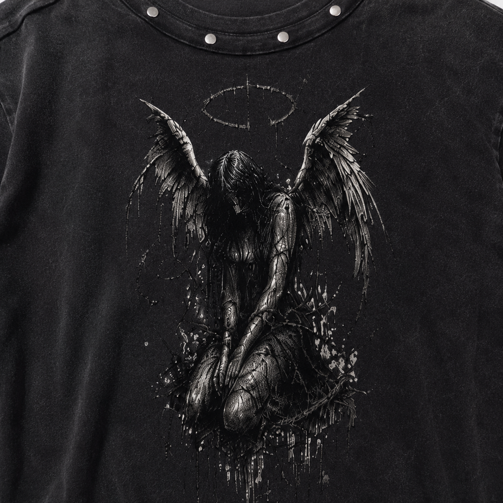 Grunge Angel Oversized Vintage-Wash T-Shirt | 100% Cotton 285 GSM | Unisex