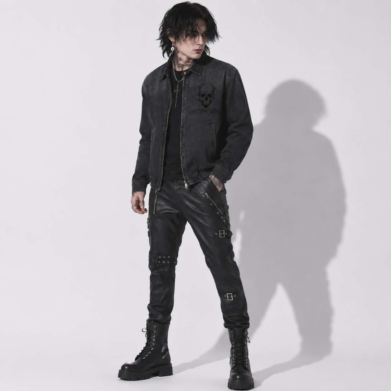 Rotten Soul™ Grunge Goth Denim Jacket | Unisex Vintage Washed Jacket | Alternative Streetwear 320 GSM