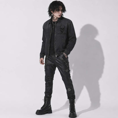 Rotten Soul™ Grunge Goth Denim Jacket | Unisex Vintage Washed Jacket | Alternative Streetwear 320 GSM