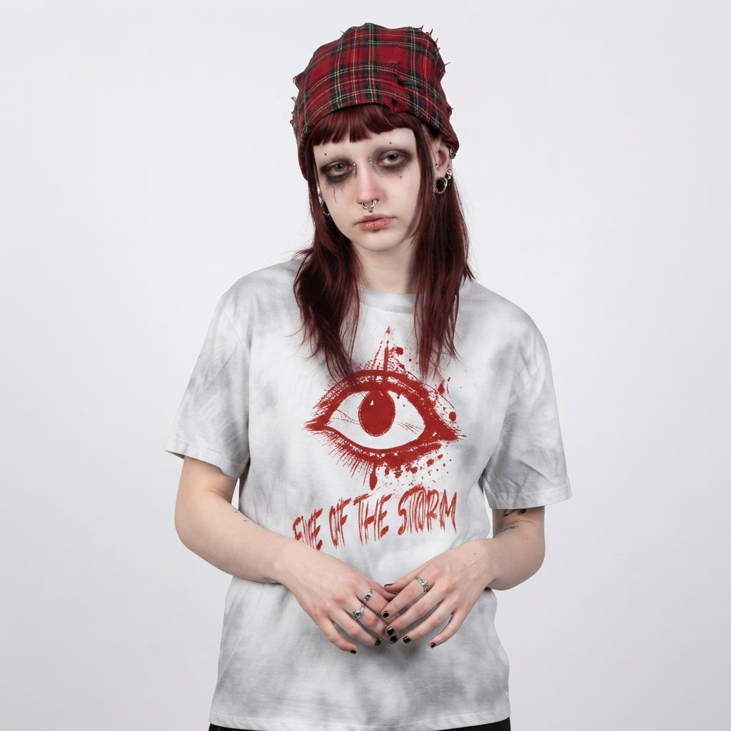 Unisex Washed Grunge Goth T-Shirt | Eye of the Storm | 270 GSM