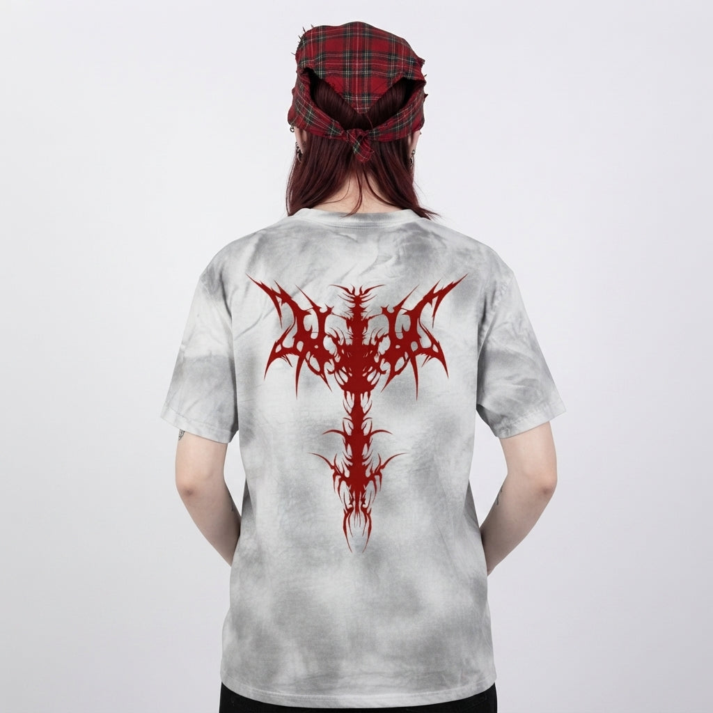 Unisex Washed Grunge Goth T-Shirt | Eye of the Storm | 270 GSM