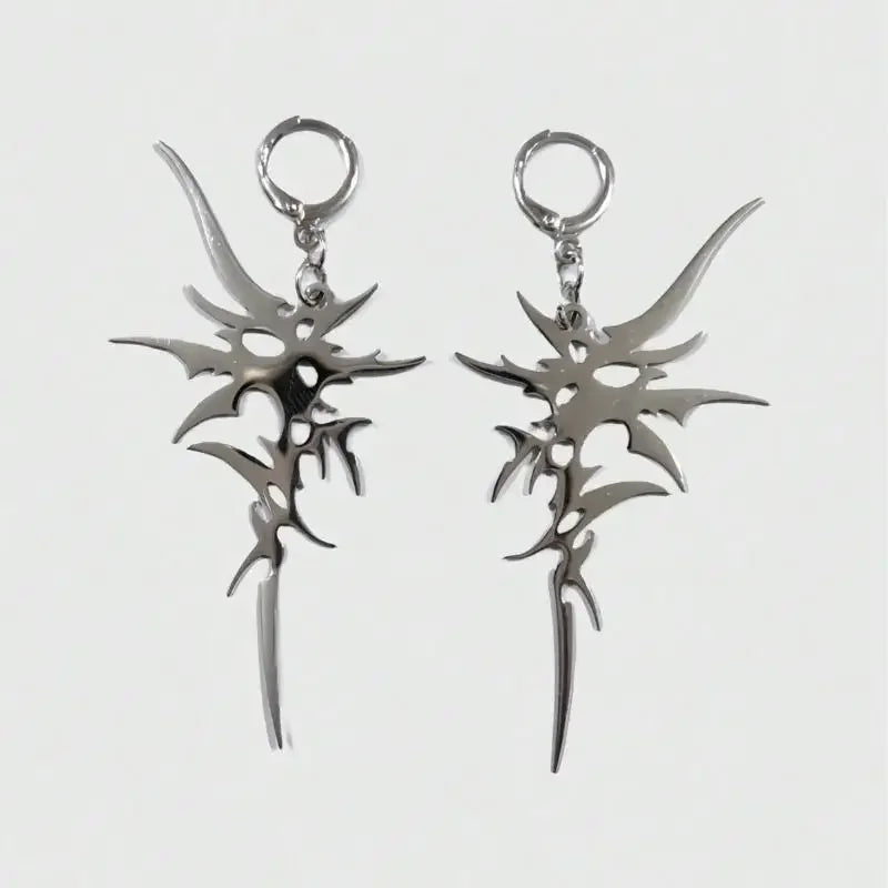 Grunge Steel Chaos Asymmetric Earrings