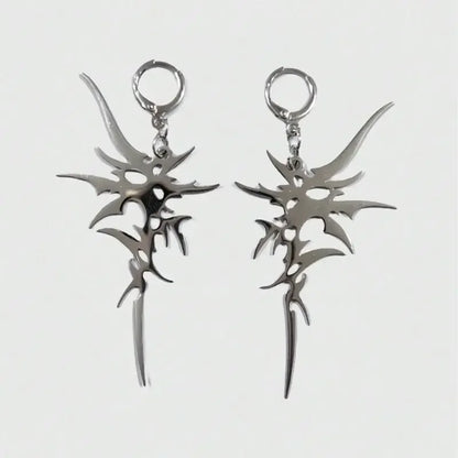 Grunge Steel Chaos Asymmetric Earrings
