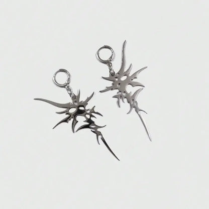 Grunge Steel Chaos Asymmetric Earrings