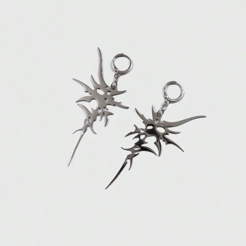 Grunge Steel Chaos Asymmetric Earrings
