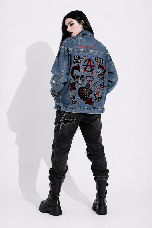 Heavyweight Punk Jacket | Rebel Collage Acid Wash | Unisex Armor