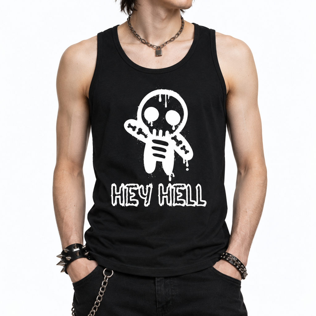 Men's Punk Gothic Tank Top – HEY HELL | Y2K Goth Graphic Cotton Vest