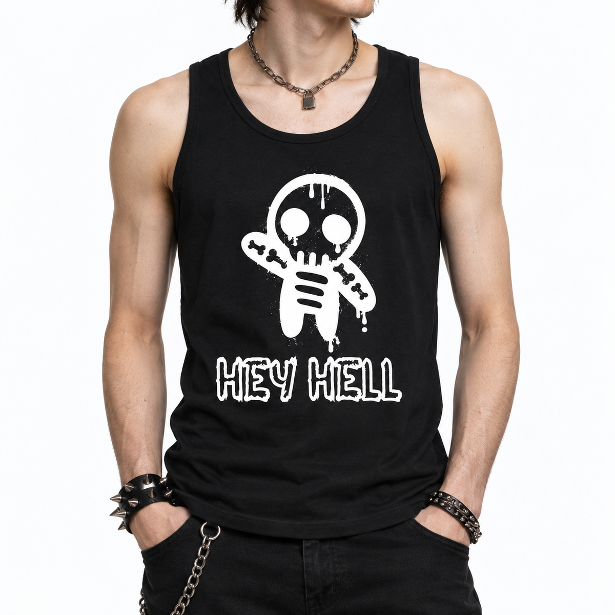 Men's Punk Gothic Tank Top – HEY HELL | Y2K Goth Graphic Cotton Vest